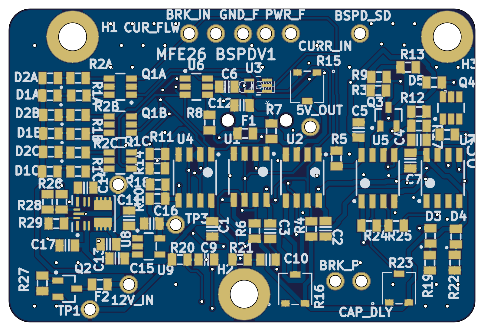 BSPD printed circuit board, top view